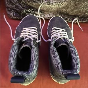 Vans SK8-Hi Gray Navy Blue Leather High Top Sneakers Mens sz13 EUC